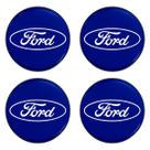 Kit 4 Emblema Calota Roda Ford Azul Adesivo Resinado 48mm Azul