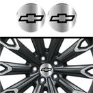 Kit 4 Emblema Logo Adesivo Chevrolet logo clássica preta fundo cromo 48 mm
