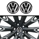 Kit 4 Emblema Logo Adesivo VW logo cromo fundo preto 48 mm Kit 4 Emblema Logo Adesivo VW logo cromo fundo preto 48 mm