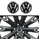 Kit 4 Emblema Logo Adesivo VW logo preta fundo cromo 48 mm
