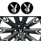 Kit 4 Emblema PlayBoy logo cromo fundo preto 48 mm