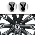 Kit 4 Emblema PlayBoy logo preta fundo cromo 48 mm