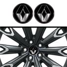 Kit 4 Emblema Renault logo cromo fundo preto 48 mm