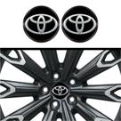 Kit 4 Emblema Toyota logo cromo fundo preto 48 mm Kit 4 Emblema Toyota logo cromo fundo preto 48 mm
