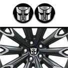 Kit 4 Emblema Transformers logo cromo fundo preto 48 mm