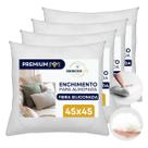 Kit 4 Enchimento De Almofada 45x45cm Fibra Siliconada Antialérgico Decoração Cama Sofá Sala Antimofo Super Macio Premium