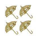 Kit 4 Enfeites Árvore Natal Mini Guarda Chuva Arabesco Glitter Dourado 12cm - Magizi