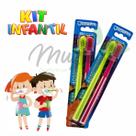 Kit 4 Escova de dentes Infantil cerdas ALEMÃS ULTRA MACIAS E FINAS + 1 Pasta de Dente Luccas Neto