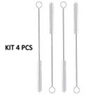 Kit 4 Escova de limpeza de canudo Cerdas Nylon Haste Inox Flexível 21cm Kit 4 Escova de limpeza de canudo Cerdas Nylon Haste Inox Flexível 21cm