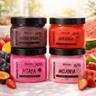 Kit 4 Esfoliantes Corporais Rhenuks 300g Ameixa Negra, Morango, Pitaya e Melancia