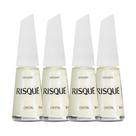 Kit 4 Esmalte Risqué Branco Cintilante Cristal 8ml
