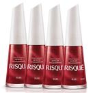 Kit 4 Esmalte Risqué Cor Rubi Hipoalergênico Metálico com 8ml