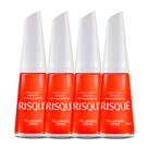 Kit 4 Esmalte Risqué Cor Sol Laranja Anima com 8ml