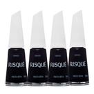 Kit 4 Esmalte Risqué Escuro Cremoso Preto Sépia 8ml