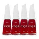 Kit 4 Esmalte Risqué Vermelho Cremoso Beijo 8ml
