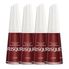 Kit 4 Esmalte Risque Vermelho Cremoso Licor com 8ml