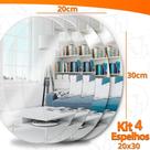 Kit 4 Espelho Adesivo Acrilico Oval 20x30cm Boa Nitidez Decorativo Sala Banheiro
