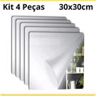 Kit 4 Espelhos de Parede Quadrado 30x30cm Acrílico Flexível com Instalação Fácil e Design Moderno pa