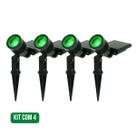 Kit 4 Espeto Refletor Led Solar Externo Jardim Pro10LM Verde