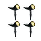 Kit 4 Espetos 30w Solar Led Iluminação De Jardim Luz Amarela