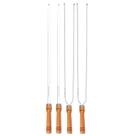 Kit 4 Espetos 70cm Preparo Churrasco Simples e Duplo Cabo Madeira Alumínio Mor