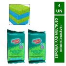 Kit 4 Esponja Pad Multiuso Limpeza Biodegradável Flash Limp