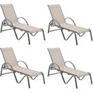 Kit 4 Espreguiçadeiras Chaise Outdoor Búzios Amêndoa Tela Bege e Grafite Tela Grafite - Rivatti