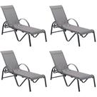 Kit 4 Espreguiçadeiras Chaise Outdoor Búzios Amêndoa Tela Bege e Grafite Tela Grafite - Rivatti Kit 4 Espreguiçadeiras Chaise Outdoor Búzios Amêndoa Tela Bege e Grafite Tela Grafite - Rivatti