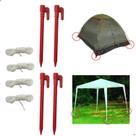 Kit 4 Estaca + Corda p/ Gazebo Barracas Gancho Praia Camping
