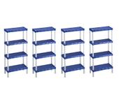 Kit 4 Estante Plástica Azul Com 4 Prateleiras Agraplast Kit 4 Estante Plástica Azul Com 4 Prateleiras Agraplast