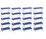Kit 4 Estante Plástica Azul Com 5 Prateleiras Agraplast