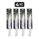 Kit 4 faca para chef 8" cabo de polipropileno branco