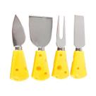 Kit 4 Facas Espátulas de Queijo Cabo Formato Queijo Aço Inox