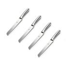 Kit 4 Facas P/ Pão Bolo Inox Fatiar Profissional Serrilhada