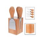 Kit 4 Facas Para Queijo e Suporte Magnético