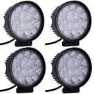Kit 4 Faróis de Milha Auxiliar Redondo 16 LEDs Universal 6000K Branco 48W 12V e 24V Carro Moto Caminhão Jeep Off-Road
