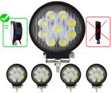 kit 4 Farol De Milha 9 Leds Off Road Redondo 27w Carro 4x4 Troller 12v 24v Trilha Trator Onibus Caminhão Picape 6000k