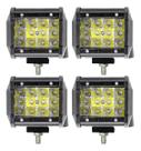 Kit 4 Farol Milha Auxiliar 12led 36w 9v60v Retângulo Offroad