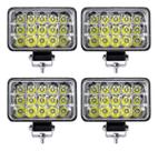 Kit 4 Farol Milha Auxiliar 15led 45w 9v36v Retângulo Offroad