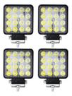 Kit 4 Farol Milha Auxiliar 16 Led Agrícola Off Road 48w