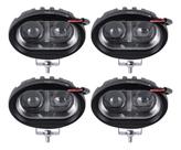 Kit 4 Farol Milha Auxiliar 2led 20w 9v80v Oval Offroad 6500k