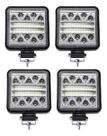 Kit 4 Farol Milha Auxiliar 34led 102w 9v36v Quadrado Offroad