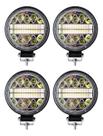 Kit 4 Farol Milha Auxiliar 34led 102w 9v36v Redondo Offroad
