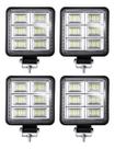 Kit 4 Farol Milha Auxiliar 48led 144w 9v36v Quadrado Offroad