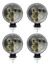 Kit 4 Farol Milha Auxiliar 4led 12w 9v36v Redondo 6500k