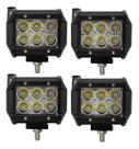Kit 4 Farol Milha Auxiliar 6led 18w 9v60v Retângulo Offroad