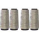 Kit 4 Fio em Fita Ribbon Soberano com 30 Metros cada Cone Brilho Ouro e Prata Estilo Encanto para Fazer Bolsas, Cestas, Sousplat, Roupas e Tapetes