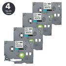 Kit 4 Fitas Rotuladora Tze231 Tzc231 Pth110 Pth105 12mm x 8m Preto sobre Branco Alta Fixação e Aderência