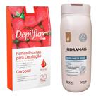 Kit 4 Folhas Depilação Depilflax Morango 80 Unid.+ Locão Perfume de Bebe Hidramais