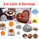 Kit 4 Forma Com 1 Forma Gomada Suíça Forma Vulcão Margarida Ballerine e Coração Ballerine